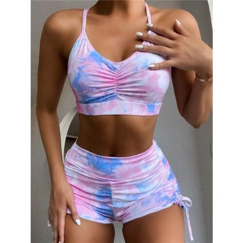 2021 New Tie Dye Female Swimsuit High Waist Bikini Women Swimwear Two-pieces Bikini set Bather Bathing Suit Wear Sportwear Lady