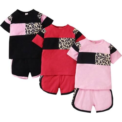New Baby Girls Clothing Outfits Summer Newborn Infant Short Sleeve T-shirt Shorts 2pc Sets Casual Patchwork Sports Tracksuit D30