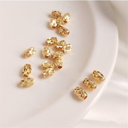 14K Gold Filled Pineapple long oval tube bead cut surface flash bead DIY bracelet necklace jewelry accessories loose beads