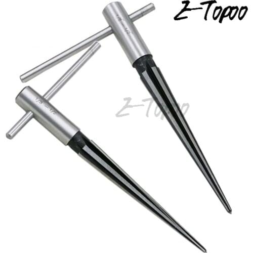 3-13mm Bridge Pin Hole Handheld Reamer T-Shaped Steel Handle Tapered 6 Fluted Chamfer Reaming DIY Woodworker Cut Drill Bit Tool