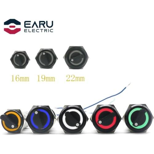 Self-return Momentary Self-locking Fixation Waterproof DPDT Illuminated Metal Selector Knob Rotary Switch 2 3 Position LED Lamp