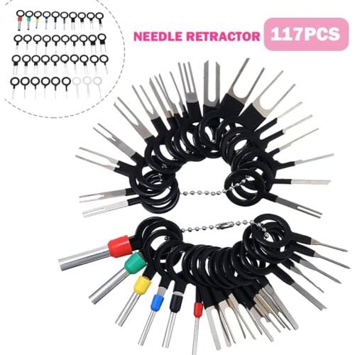 117pcs Car Terminal Removal Tool Mixed Size Wire Plug Connector Extractor Electronic Devices Puller Release Removal Tools Kit