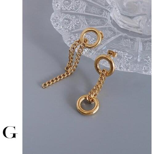 GHIDBK 2021 New Fashion Unique Design Long Chain Charms Asymmetry Stud Earrings Modern Simple Holiday Earring Geometric Jewelry