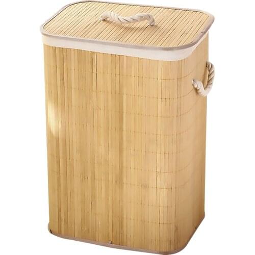 Foldable Clothes Storage Basket Laundry Dirty Clothes Storage Bucket Bamboo Basket Clothes Container Organizer Storage Basket