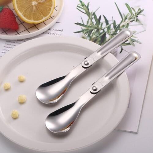 Folding Spoon Portable Outdoor Camping Cutlery Travel Tableware Picnic Hiking Convenient Spoon for Kids Student Adults