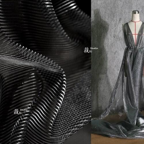 Light and Shadow Bright Surface Silver See-through Gradient Mesh Designer Fabric Clothing Gown Gauze Cloth