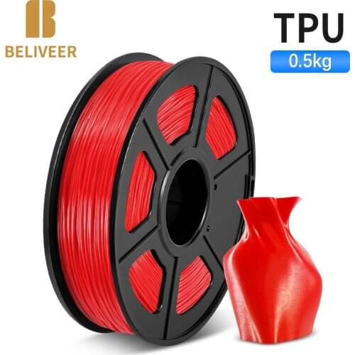 TPU Filament 3D Printer 0.5KG 1.75MM 3D Printing Consumable Material 100% Zero Bubbles Vacumm Packing BELIVEER 3D