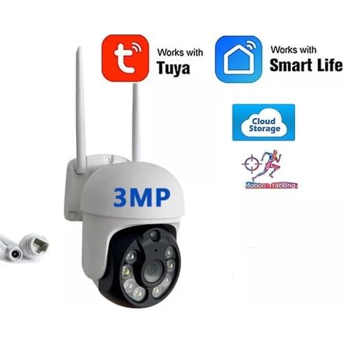 Tuya Smart Life Google Home Alexa PTZ AI 3MP Waterproof Outdoor IP Camera Motion Tracking Wifi Security Camera CCTV Surveillane