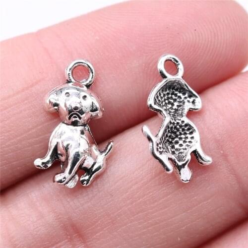 WYSIWYG 20pcs 16x10mm Charms Dog Antique Making Pendant Fit Vintage Tibetan Silver Color DIY Handmade Jewelry