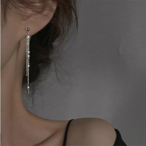HI MAN 925 Sterling Silver Korean Shiny Gypsophila Tassel Stud Earrings Women Exquisite Temperament Wedding Party Jewelry