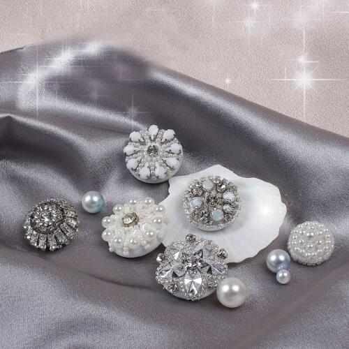 1 Piece High-End Handmade Pearl And Rhinestone Buttons DIY Hand-Stitched Bead Button Coat Jacket Crafts Accessories