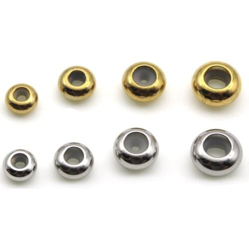 10pcs/lot Stainless Steel Round Covers Crimp End Beads Rubber Stopper Spacer Beads For DIY Jewelry Making Findings Supplies