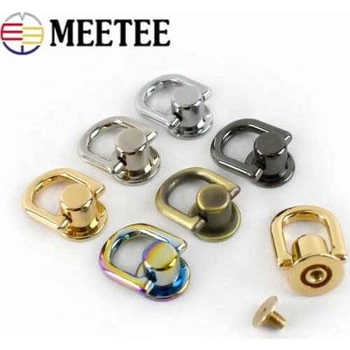 10Pcs D Ring Bag Handles Chain Hook Side Clip Screw Nail Rivet Handbag Strap Connector Clasp Hanger Buckles DIY Craft KY912