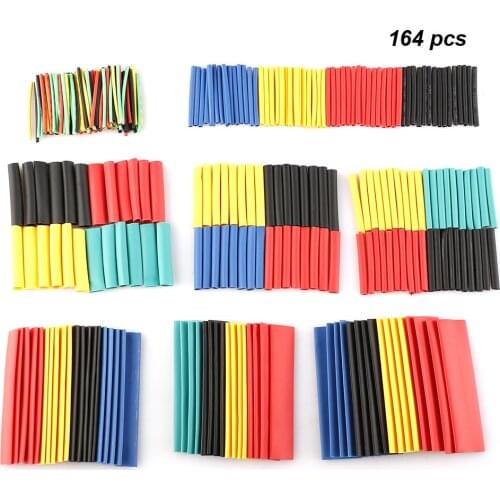 164pcs/328pcs Heat Shrink Tube Kit Insulation Sleeving Management Home Accessories Shrinking Assorted Multicolor Colourful