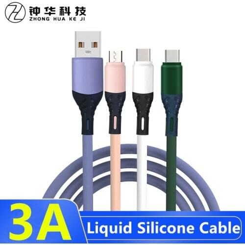2M 3A Type c Cable Liquid Silicone Soft Pleasant Micro Usb Cable Colorful Flexible For Lightning Tipo Fast Charge Touch Conduct