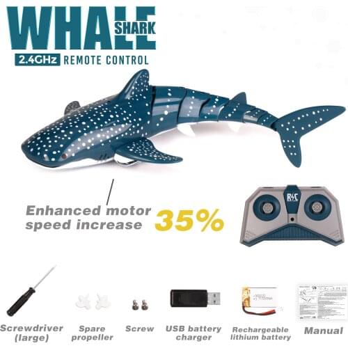 2021 New 2.4Gh Shark Rc Fish Toys Waterproof Remote Control Shark Toy High Shark Speedsubmarine Toys For Boys Remote Control