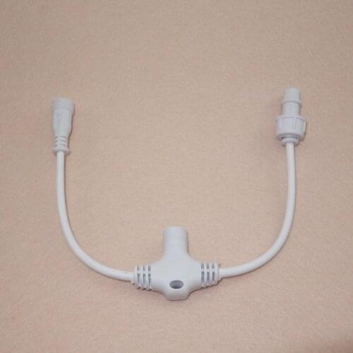3core T type waterproof splitter;white color;the male connects diameter;13.5mm;18AWG wire