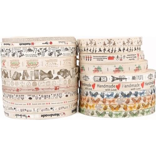 5 Yard Multi Handmade Design Printed Cotton Ribbons For Wedding Party Decoration Gift Wrapping DIY Christmas Ribbon Tapes