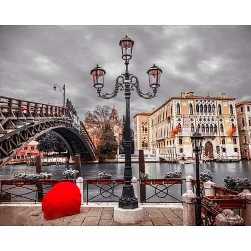 5D DIY Diamond Painting city bridge Scenic Cross Stitch 5D Diamond Embroidery square rhinestones Mosaic Needlework Decoration