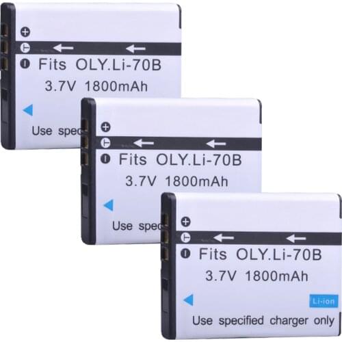 3Pcs 1800mAh Li-70B Li 70B Camera Battery for Olympus FE-4020 FE-4040 FE4020 FE4040 X940 D705 FE5040 D-705 D-710 VG-110 VG-140