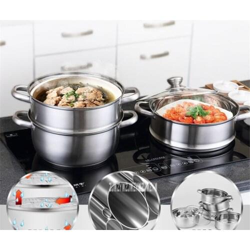 Household Three-layer Steamer 28cm 201 Stainless Steel Steamer MT-zg-019 Electromagnetic Oven Steamed Buns Steam Pot Steamer Hot