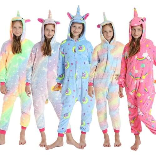 Kigurumi Children Kigurumi Pajama Kid Boy Girl Anime Overall Unicorn Panda Pijama Onesie Onepiece Baby Animal Sleepwear Cosplay