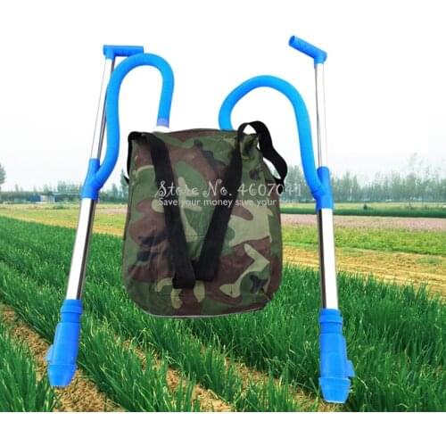 Stainless Steel Double Tube Fertiliser with Canvas Bag Manual Corn & Tree Top Dressing Tools Fertilizer Spreader Garden Supplies