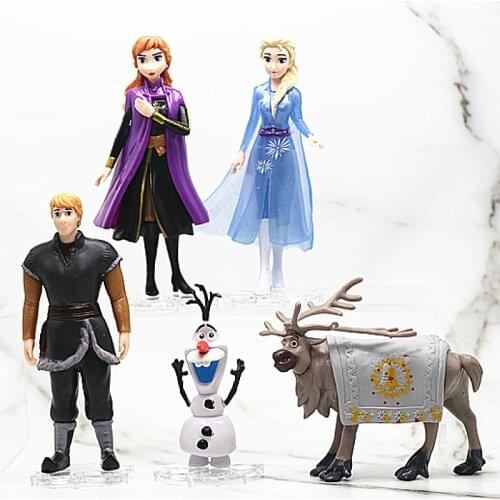 Disney Frozen 2 Elsa Anna Olaf Figures Model Action Figures Princess Elza Girls Doll Toy Set Gift For Children Birthday Gift