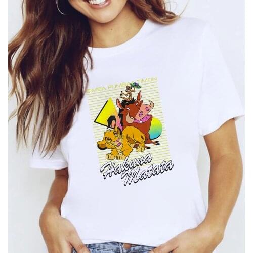 HAKUNA MATATA Tops Girls T-shirt Harajuku Disney The Lion King Print Tshirt Simba Timon Pumbaa Oversize Casual Women T Shirt