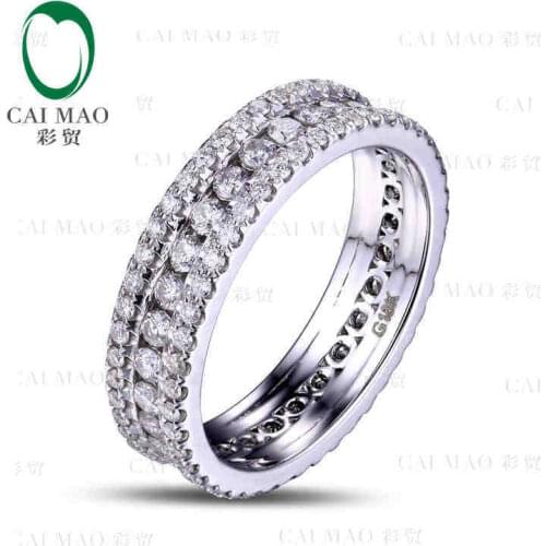 CaiMao 14KT/585 White Gold 1.26 ct Round Cut Diamond Engagement Gemstone Wedding Band Ring Jewelry