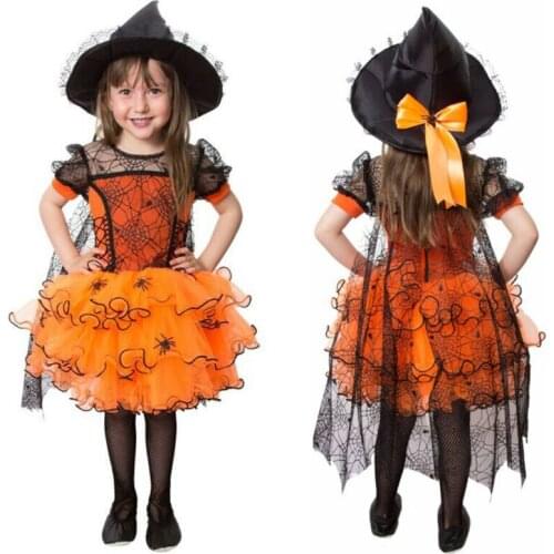 Halloween Baby Kid Clothes Witch Cosplay Costume Spider Cloak Fancy Dress