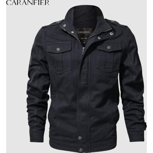 CARANFIER Men Military Bomber Jacket Male Autumn Pilot Coats Cotton Cargo Spring Mens Outerwear Classic Clothing Chaqueta Hombre