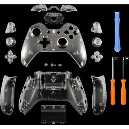 Matte Clear Controller Housing Shell Case Cover Full Set Faceplates Replacement Kits Buttons for Microsoft Xbox One w/ 3.5 Port
