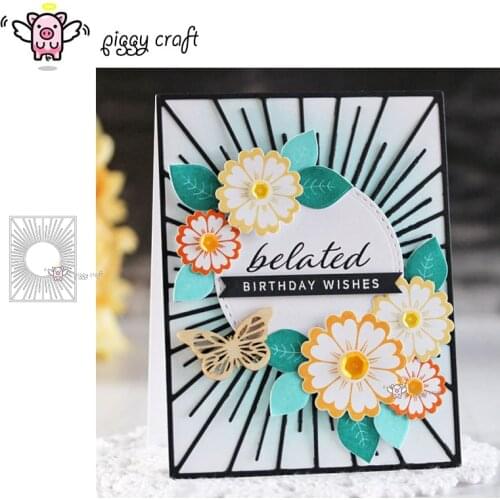 Piggy Craft metal cutting dies cut die mold Sun rays rectangle frame Scrapbook paper craft knife mould blade punch stencils dies