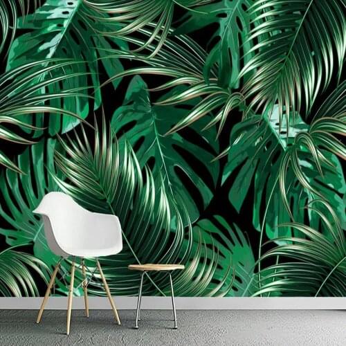 Milofi custom 3D wallpaper mural European tropical rainforest plant banana leaf background mural living room bedroom decoration