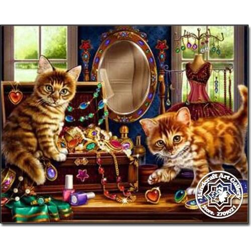 Moonzero 3D Diamond Painting Animals Diamond Embroidery Cat Full Square Mosaic Needlework Cross-stitch kits Decorative Patterns