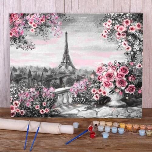 Landscape Street Painting By Numbers Complete Kit Acrylic Paints 40*50 Painting On Canvas Home Decor Crafts For Wholesale