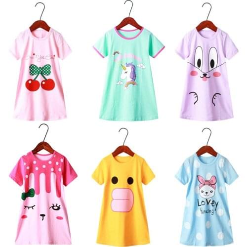 Summer Girls Clothes Cotton Pajamas Nightgown Unicorn Nightgown Baby Girls Clothes Sleepwear Nightdress Children Sleeping Dress