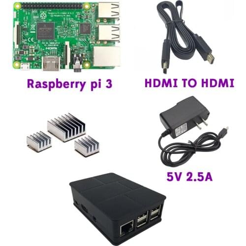 Raspberry pi 3 Model B+ 2.5A p ower su pply + HDMI cable + ABS case + heatsink Package cable