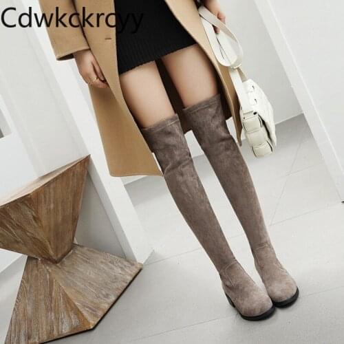 Winter The New fashion Elasticity Sexy Over the knee Boots black gray brown Rhinestone zipper High heels Women boots size 34-41