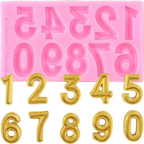 Numbers Silicone Mould Baby Birthday Cupcake Topper Fondant Moulds DIY Cake Decorating Tools Candy Polymer Clay Chocolate Molds