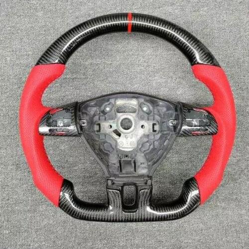 Cuatomized Real Carbon Fiber Sports Steering Wheel Alcantara Leather compatible for Volkswagen Passat 2011-2015 with Paddle