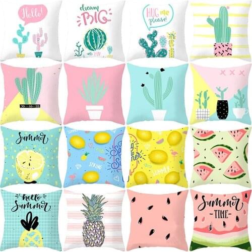 Tropical Fruit Cushion Cover Cartoon Home Decoration Sofa Pillowcase Polyester Throw Pillow Case Simplicity Throw Pillow Case