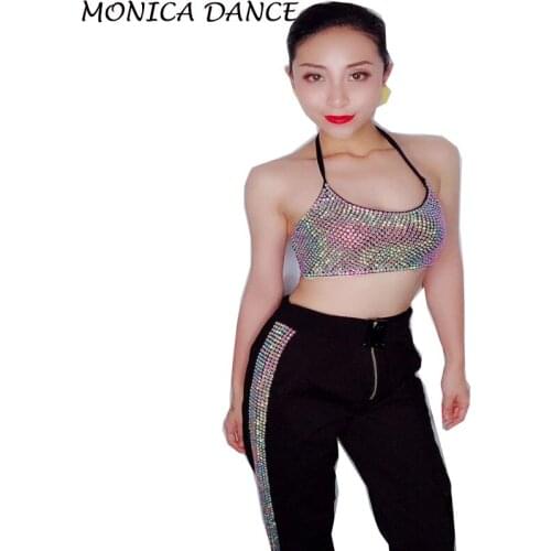 Women Multicolor Flashing Rhinestones Bra Pants Full Diamonds Women Prom Show Wear Evening Show for Singer Drawers Clothes Set