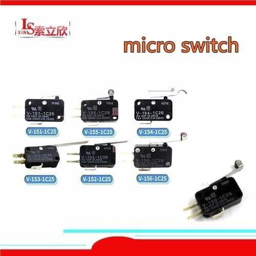 10PCS micro switch V-15-1C25 V-151-1C25 V-152-1C25 V-153-1C25 V 154 1C25 V-151-1C2 V-155-1A6 V 155 1A65 V-15-1A5