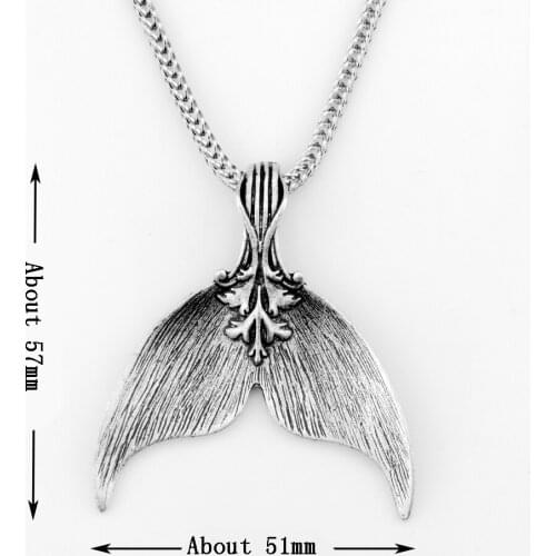 10pcs Handmade Spoon Whale Tail Pendant Necklace For Women Elegant Large Mermaid Tail Spoon Jewelry Sea Jewelry CT459