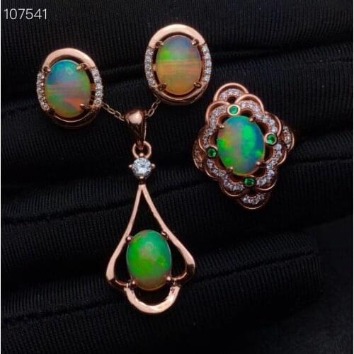 100% Natural Real Opal Set Natural Real Opal 925 sterling silver 1pc Opal pendant,1pc Opal ring,2pcs Opal Earring