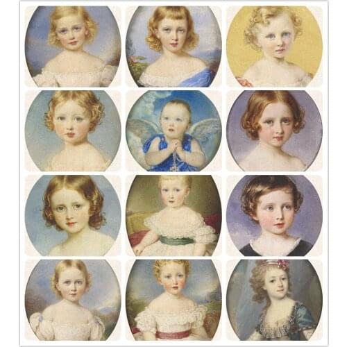 15PCS Noble children fabric Hand dyed painting Digital printing cloth 16X16CM cotton canvas handwork DIY quilt fabric patchwork