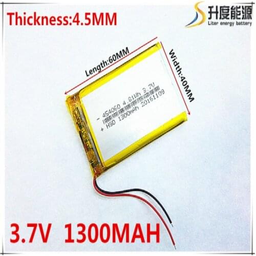 3.7V 1300mAh 454060 Lithium Polymer Li-Po li ion Rechargeable Battery cells For Mp3 MP4 MP5 GPS mobile bluetooth