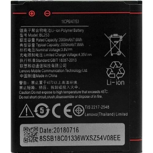 2019 high capacity 2000mAh BL253 Battery For Lenovo A2010 Bateria A 2010 / BL 253 BL-253 A1000 A1000m A 1000 Mobile Phone